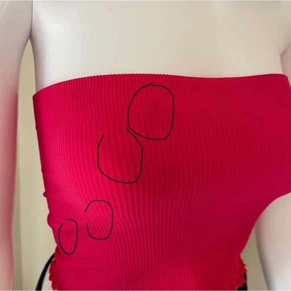 Spiritual Gangster Bright Pink Amor Bandeau Tube top with lettuce hem Size XS/S - Picture 8 of 8